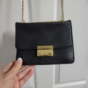 BCBGeneration Milly Crossbody Black Leather Bag With Adjustable Chain Strap